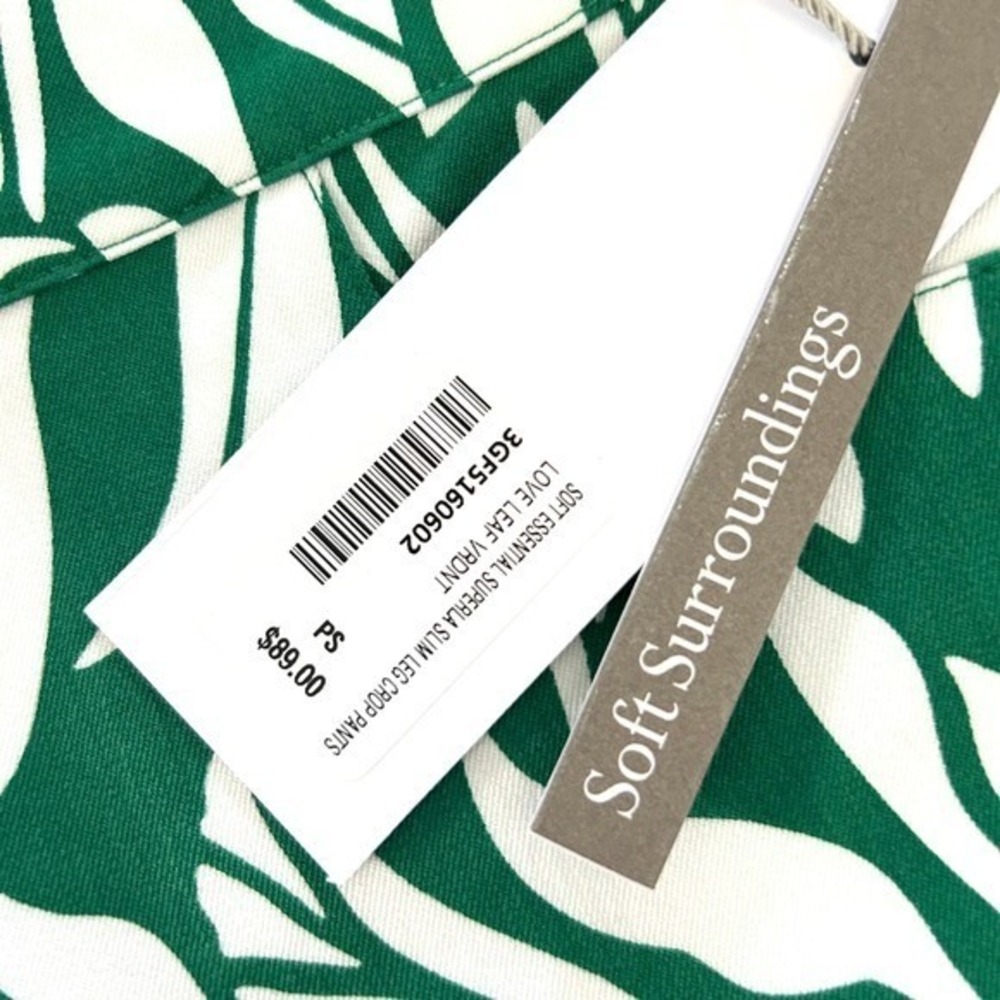 Soft Surroundings Superla Slim Leg Crop Pants Leaf Print Ankle Pants Size 6/8 - Picture 10 of 15